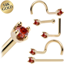 Load image into Gallery viewer, 14k Yellow Gold 2mm Lab Grown Red Diamond Nose Ring