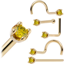 Load image into Gallery viewer, Solid 14K Yellow Gold 1.5mm Genuine Yellow Diamond Nose Ring