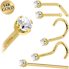 Load image into Gallery viewer, 14k Yellow Gold 2mm Moissanite Nose Ring