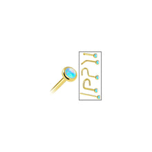 Load image into Gallery viewer, Solid 14K Yellow Gold 2mm Light Blue Synthetic Opal Nose Ring