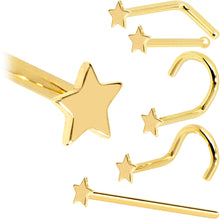 Load image into Gallery viewer, Solid 14K Yellow Gold Star Nose Ring