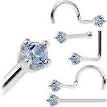 Load image into Gallery viewer, Solid 18K White Gold 1.5mm Genuine Topaz Nose Ring