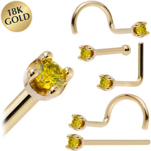 Load image into Gallery viewer, Solid 18K Yellow Gold 1.5mm Genuine Yellow Diamond Nose Ring