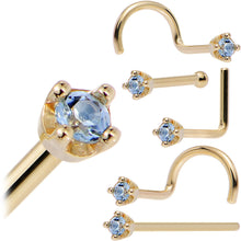 Load image into Gallery viewer, Solid 18K Yellow Gold 1.5mm Genuine Topaz Nose Ring