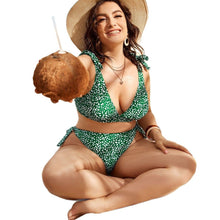 Load image into Gallery viewer, Striped Plus Size Women 2 Pieces Bikini Women's Plus Size Bathing Suits Two Piece High Cut Bikini Sets Waist Swimsuits Swimwear Large Size Swimsuit Off Shoulder High Waist Bathing Suit High Cut Swimwear