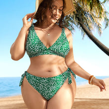 Load image into Gallery viewer, Striped Plus Size Women 2 Pieces Bikini Women's Plus Size Bathing Suits Two Piece High Cut Bikini Sets Waist Swimsuits Swimwear Large Size Swimsuit Off Shoulder High Waist Bathing Suit High Cut Swimwear