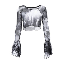 Load image into Gallery viewer, round Neck Printed Tie-Dye Top Well-Designed Slim-Fit Mesh