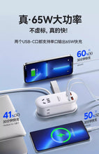 Load image into Gallery viewer, 65W GaN Fast Charging Power Strip 7-in-1 Multi USB-A/C Port for Phone Laptop with Overcharge Protection Portable Travel Adapter