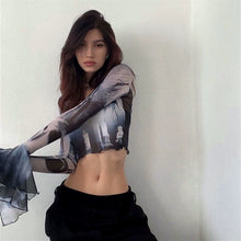 Load image into Gallery viewer, round Neck Printed Tie-Dye Top Well-Designed Slim-Fit Mesh