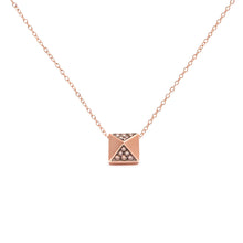 Load image into Gallery viewer, 14K Rose Gold 1/4 Cttw Brown Diamond Matte Finished Pyramid Pendant Necklace (Brown Color, SI1-SI2 Clarity) - 18" Inches