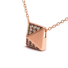 Load image into Gallery viewer, 14K Rose Gold 1/4 Cttw Brown Diamond Matte Finished Pyramid Pendant Necklace (Brown Color, SI1-SI2 Clarity) - 18" Inches