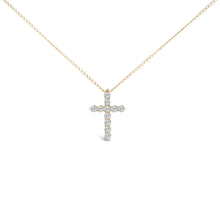 Load image into Gallery viewer, 14K White Gold 1/2 Cttw Lab Grown Diamond 11 Stone Cross Pendant Necklace