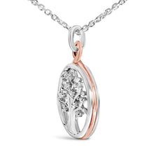 Load image into Gallery viewer, 14K Rose Gold Plated Sterling Silver Diamond Accent Tree of Life Pendant Necklace