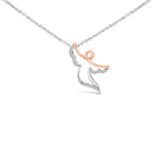 Load image into Gallery viewer, 14K Rose Gold Plated Sterling Silver 1/10 Cttw Diamond Angel Pendant Necklace