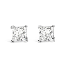 Load image into Gallery viewer, 14K White Gold 1/2 Cttw Princess Cut Lab Grown Diamond Solitaire Stud Earrings (F-G Color, VS2-SI1 Clarity)