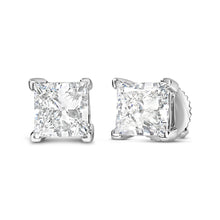 Load image into Gallery viewer, 14K White Gold 1.0 Cttw Princess Cut Lab Grown Diamond Solitaire Stud Earrings (F-G Color, VS2-SI1 Clarity)