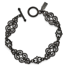 Load image into Gallery viewer, Black Plated Downton Abbey Florid Swirl Fashion Bracelet