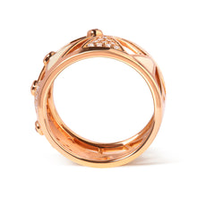 Load image into Gallery viewer, 14K Rose Gold 1/3 Cttw Diamond and Pink Tourmaline Cigar Band Ring with White Enamel (G-H Color, SI1-SI2 Clarity)