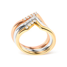 Load image into Gallery viewer, 14K Gold 1/4 Cttw Diamond Geometrical Chevron V Stackable Band Ring Set (G-H Color, SI1-SI2 Clarity) - Size 7