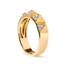 Load image into Gallery viewer, 14K Yellow Gold 1/4 Cttw White Diamond Pyramid Band Ring (G-H Color, SI1-SI2 Clarity)- Size 7