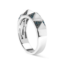 Load image into Gallery viewer, 14K White Gold 1/4 Cttw Treated Blue Diamond Pyramid Band Ring (Blue Color, SI1-SI2 Clarity)- Size 7
