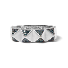 Load image into Gallery viewer, 14K White Gold 1/4 Cttw Treated Blue Diamond Pyramid Band Ring (Blue Color, SI1-SI2 Clarity)- Size 7