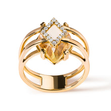 Load image into Gallery viewer, 14K Yellow Gold 15x15 MM Marquise Cut Yellow Topaz and Diamond Accent Statement Cocktail Ring (G-H Color, SI1-SI2 Clarity)