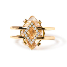 Load image into Gallery viewer, 14K Yellow Gold 15x15 MM Marquise Cut Yellow Topaz and Diamond Accent Statement Cocktail Ring (G-H Color, SI1-SI2 Clarity)