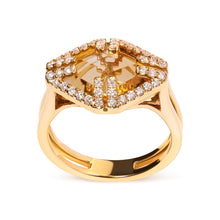 Load image into Gallery viewer, 14K Yellow Gold Marquise-Cut Yellow Citrine and 1/3 Cttw Diamond Halo Cocktail Ring (G-H Color, SI1-SI2 Clarity) - Size 7
