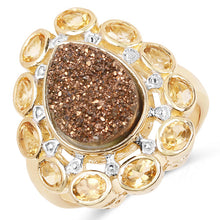 Load image into Gallery viewer, 5.14 Carat Genuine Bronze Drusy and Citrine .925 Sterling Silver Ring