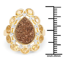 Load image into Gallery viewer, 5.14 Carat Genuine Bronze Drusy and Citrine .925 Sterling Silver Ring