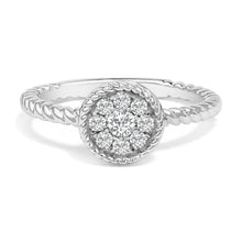 Load image into Gallery viewer, Sterling Silver 1/4 Cttw Diamond Floral Round Braided Ring