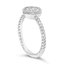 Load image into Gallery viewer, Sterling Silver 1/4 Cttw Diamond Floral Round Braided Ring