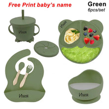 Load image into Gallery viewer, Silicone Baby Feeding Plate Set with Suction Bowl