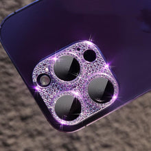 Load image into Gallery viewer, Camera Protector For iPhone 14Pro 14 13 12 Pro 11 Max Bling Glitter Diamond Metal Lens Glass Film 13Pro 14Plus 14 14ProMax Ring Shiny Diamond Metal Cover Glass Lens Protector Accessories