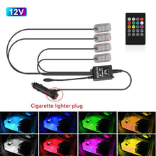 Load image into Gallery viewer, LED Car Interior Ambient Lights Kit - RGB Foot Strip Lighting with Remote & App Music Control