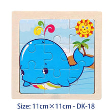 Load image into Gallery viewer, 11cm/4.33in Kids Wooden Jigsaw Puzzle Games Cartoon Animal Vehicle Pattern Children Montessori Educational Toys