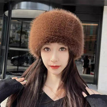 Load image into Gallery viewer, New Fluffy Fur Women's Winter Hat Winter Snow Ski Cap Female Faux Fur Thick Warm Windproof Hat Russian Hat Mink Fisherman's Hat