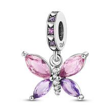 Load image into Gallery viewer, Original 925 Sterling Silver Colorful Butterfly Charms Beads - Fit S925 Bracelet & Necklace, Zircon Accents, Fine DIY Birthday Jewelry Pendant
