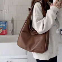 Load image into Gallery viewer, Large Capacity Black Leather Tote Bag – Women’s Casual Shoulder Bag