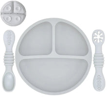 Load image into Gallery viewer, Silicone Baby Sucker Plate & Rice Spoon Set Cute Cartoon Tableware