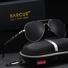 Load image into Gallery viewer, BARCUR Sunglasses Retro Chic Men Fashion Oversized Pilot Style Sunglasses with Mirrored TAC Lenses Durable Stainless Steel Frame for Hiking Outdoor Sports and Sun Protection for Summer