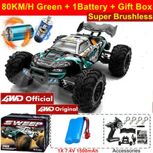 Load image into Gallery viewer, 4WD RC Off-Road Car - 1:16 High-Speed Brushless Truck, 50-80KM/H, 4x4 Drift Racing Toy for Kids & Adults