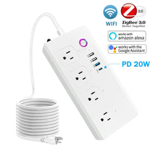 Load image into Gallery viewer, ZigBee Wifi Power Strip Tuya Smart Plug Smart Home Surge Protector Extension Cord Voice Control Work with Alexa Google Assistant