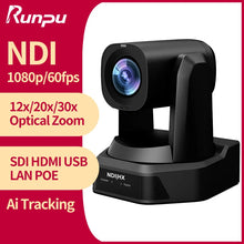 Load image into Gallery viewer, Runpu 1080P/60fps NDI Conference PTZ Video Camera 12/20/30x Zoom Ai Auto Tracking PTZ SDI Camera HDMI USB Outputs Support POE