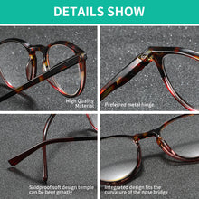 Load image into Gallery viewer, BARCUR Simple Men’s Presbyopia Glasses Comfortable Lightweight Leopard Pattern PC Anti-Slip Round Frame Transparent Acrylic Lenses for Women’s Reading Glasses