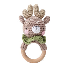 Load image into Gallery viewer, Baby Crochet Rattle Wooden Teether Toy BPA Free