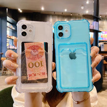 Load image into Gallery viewer, Simple Clear Silicone Wallet Case for iPhone 14 13 12 11 Pro XS Max X XR Shockproof Lens Protection Card Cover Shockproof Soft Bumper Clear Case Classic Stylish Case