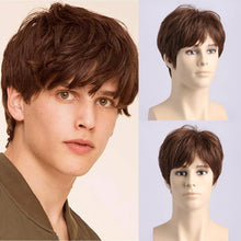 Load image into Gallery viewer, Short Natural Curly Hair For Male Young Men Heat Resistant Fiber Synthetic Wigs