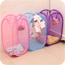 Load image into Gallery viewer, Folding Laundry Storage Basket – Mesh Household Clothes & Toy Organizer